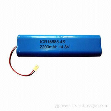 14.8V/2,200mAh Li-ion 18650 battery pack used for torch light with 18.5 x 37 x 133mm size, 200g